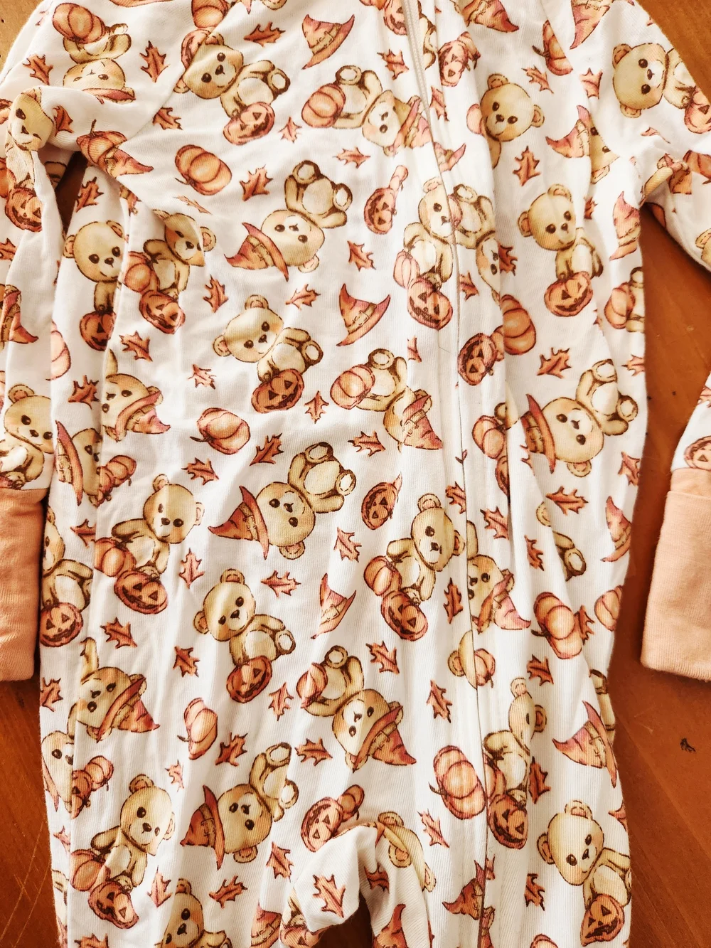 btween 3-6 Month Bamboo Halloween Bear Fall Footie